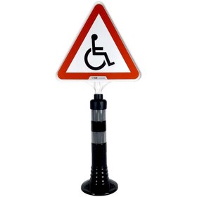 Resim İleri Trafik Engelli Park Yeri Üçgen Uyarı Levhalı Delinatör Seti Siyah 