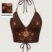 Resim Kadınlar İçin Şık Çiçekli Camisole Üst - Ayarlanabilir Bağcıklı İnce Askılar, Yarı Şeffaf Kahverengi Turuncu & Beyaz Çiçek Desenli, İlkbahar Yaz Sonbahar için Hafif Makinede Yıkanabilir, Mevsimlik Moda, Kadınca Şık, Nefes Alabilen Kumaş 