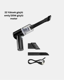 Resim Kablosuz El Süpürgesi Araç İçi Temizlik İçin 5500pa Güçlü Emiş, 
