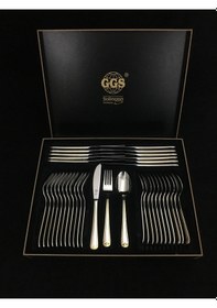 Resim Renate Mat Altın Solingen 96 Parça Kutulu Çatal Kaşık Bıçak Seti Altın 