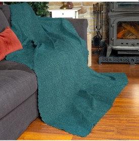 Resim Jakarlı Şönil Koltuk Örtüsü Kanepe Örtüsü Koltuk Şalı 175x215 Kaymaz Turkuaz Turkuaz 