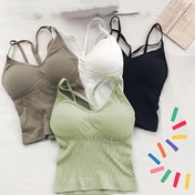 Resim 4 adet Kadın Kablosuz Camisole Sütyen - Bej, Beyaz, Açık Mavi, Koyu Mavi - Rahat Günlük ve Katmanlı Üstler, Çok Yönlü Cami Üstleri, Rahat Uygunluk, Esnek Kumaş 