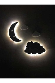 Resim Empressco Beyaz ahşap çocuk odası seti, uyuyan fil ve bulut aydınlatma ile sıcak ortam 