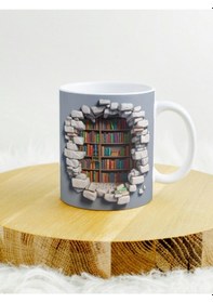Resim Deepcraft 3d Görünümlü Kitaplık1 Mug Hediyelik Kupa 300ml Beyaz 