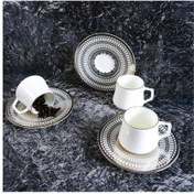 Resim Evaliza Crown Platin 6 Kişilik Porselen Kahve Fincan Takımı (80 ml 44199) Renkli 