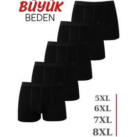 Resim Arma Yıldız Erkek Siyah Büyük Beden Boxer Pamuklu Likralı Yumuşak Ve Esnek Kumaş 5'li Paket Siyah 