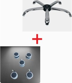 Resim Sandofis Düz Yıldız Ayak Silikon Tekerli Döner Sandalye Ayağı 