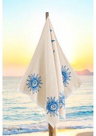 Resim Varol Organik %100 Pamuk Müslin Peştemal - Heliona Helıonamavı/standart Krem 