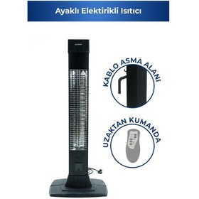 Resim Flamo 5965 2500 W 4 Kademeli Uzaktan Kumandalı Karbon Infrared Duvar Isıtıcı 