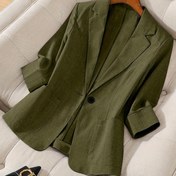 Resim Kadınlar için Şık Yeşil Dokulu Blazer - Tek Düğmeli Yaka Ceket Uzun Kollu, Makinede Yıkanabilir, İlkbahar ve Yaz Ofis veya Günlük Kıyafetler İçin Mükemmel, Orta Doğu Tarzı | Aksesuar 