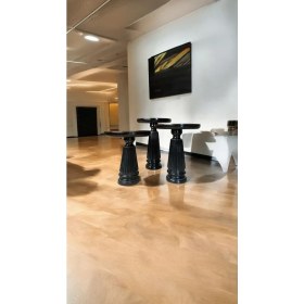 Resim Wood Wooden Ahşap 3lü Set Vazo Model Mantar Yan Sehpa Modern Siyah Renk Fiskos 