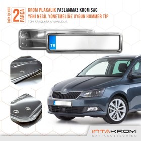 Resim İntachrom Skoda Fabia Krom Plakalık - Hummer Tip 2 Adet 