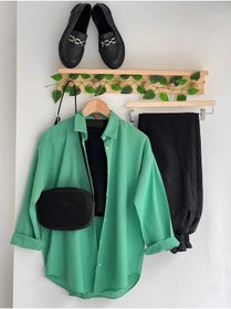 Resim AVK MODA ABS Boyfriend Tesettür Kadın Gömlek - Uzun Kollu Oversize Kadın Gömlek 