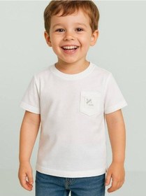 Resim Breeze Erkek Bebek Cep Detaylı Basic T-shirt-15832 Beyaz 