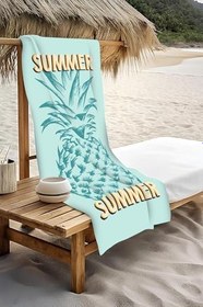 Resim Dijital Baskı Plaj Deniz Havlusu Ananas Desenli Peştamal HVL0093 