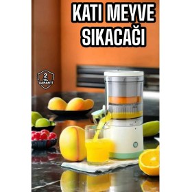 Resim Meyve Sıkacağı USB Şarjlı Taşınabilir Çift Bıçaklı Güvenlik Kilidi 