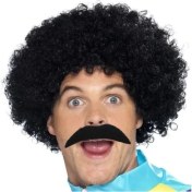 Resim Alvo Store Siyah Scouser Erkek Kısa Peruk ve Bıyık Seti 