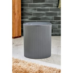 Resim Line Çizgili Yuvarlak Kapaklı Klik Çöp Kovası Banyo Mutfak 