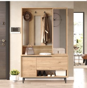 Resim Lidya Portmanto Vestiyer Ayakkabılık Aynalı Metal Ayaklı Sepet 