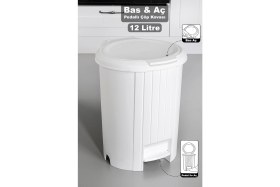 Resim 12 Litre Bas Aç Kapaklı Pedallı Çöp Kovası, Mutfak ve Banyo Için Beyaz 