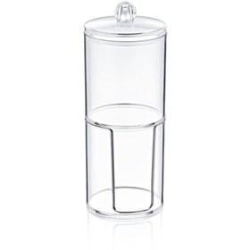 Resim Box Up Çift Katlı Şeffaf Pamukluk Silindir Organizer Makyaj Organizer Takı Organizer 