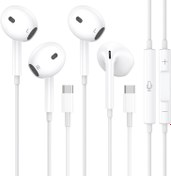 Resim 2'li paket USB C kulaklık, iPhone 16 15 için, mikrofonlu ve ses ayarlı, HiFi Stereo Tip C kulaklık, Galaxy S23/S22/S21/S20/Ultra Note 10/20, iPad Pro Pixel 7/6/6a/5/4 OnePlus 9 8 için 