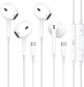 Resim 2'li paket USB C kulaklık, iPhone 16 15 için, mikrofonlu ve ses ayarlı, HiFi Stereo Tip C kulaklık, Galaxy S23/S22/S21/S20/Ultra Note 10/20, iPad Pro Pixel 7/6/6a/5/4 OnePlus 9 8 için 