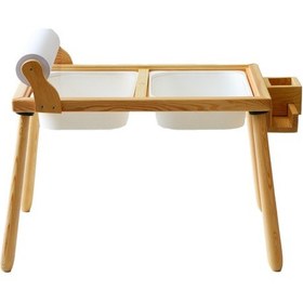 Resim Woodnjoy Masif Ağaç Aktivite & Çalışma Masası Rulo Aparatlı +Kırtasiye İstasyonlu ve Kaplar - Ahşap 