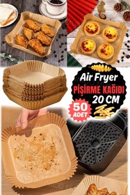 Resim Munico 50 Adet Pişirme Kağıt Pişirme Mikrodalga Pişirme Kağıt Kare 20 Cm Tüm Airfryerlara Uyumlu Kağıt 