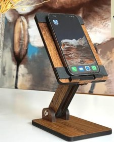 Resim VIGO WOOD Eğim ve Yükseklik Ayarlanabilir Telefon Standı (Ceviz) 