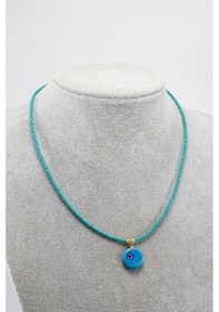 Resim El Yapımı Cam Turkuaz Asimetrik Nazar Boncuğu Turkuaz Kum Boncuk Çok Renkli 