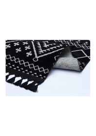 Resim Decoser Halı Garden Serisi 13-siyah Etnik İskandinav Desenli Koridor Salon Oturma Odası Kilim Halısı Siyah 