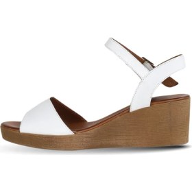 Resim Bueno Shoes Beyaz Deri Kadın Dolgu Topuklu Sandalet 01WE3904 01WE3904 