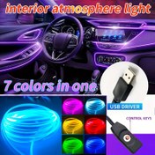 Resim En iyi hediyeler 5m/197 İnç - 7 Renkli RGB Araba İç Aydınlatma Şeritleri LED Şerit Işıkları Rgbic EL Telleri Esnek Ortam Aydınlatması Fiberoptik USB Neon Işık 