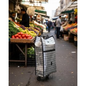 Resim İntora Ağır Yük Taşımaya Tekerlekli Market Pazar Çantası 