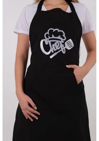 Resim Unisex Master Chef Kanguru Model Mutfak Önlüğü Siyah 