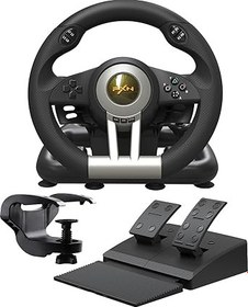 Resim Coverzone Oyun Yarış Direksiyon PXN V3 Pro 180° Yarış Direksiyonu, Evrensel USB Bağlantı Noktası ve Pedallı, PC, PS3, PS4, Xbox One, Xbox Serisi S&X, Nintendo Switch için uygundur (Gri) 