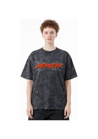 Resim Berserk Guts Anime Baskılı Unisex Oversize Eskitme Yıkamalı Tişör Siyah 