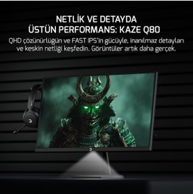 Resim Gamepower Kaze Q80 27'' Flat Fast IPS 180Hz 0.5Ms QHD 2K Gaming Monitör (Sıfır Ölü Piksel Garantili) 