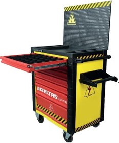 Resim İzeltaş Elektro Takım Dolabı 7 Çekmece 93 Parça Kırmızı - Sarı 