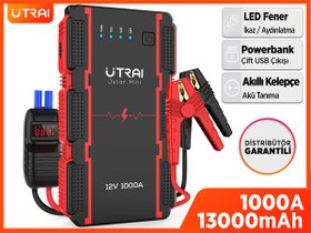 Resim UTRAI Jstar Mini 13000mAh 1000A Jump Starter Taşınabilir Akü Takviye Cihazı ( Powerbank + Led Lamba) Siyah 