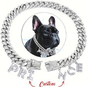 Resim Özel Rhinestone Köpek Kolyesi - Çinko Alaşım Kübali Bağlantı Kolyesi, Kişiselleştirilmiş İsim Etiketi Pendi, Çift Güvenlik Kiliti, Sağlam ve Hafif 