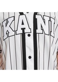 Resim Karl Kani Serif Pinstripe Baseball Erkek Beyaz Gömlek Düz Km221-115 Beyaz 
