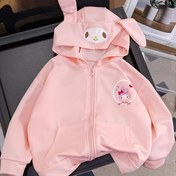 Resim Sanrio için for kuromi & için for cinnamoroll Kızların Kapüşonlu Fermuarlı Önü, Uzun Kollu İnce Ceket, Karikatür Baskısı, İlkbahar/Sonbahar İçin Normal Kalıp, Dış Mekan Oyunları ve Günlük Giyim, İlkbahar Ceketi | Eğlenceli Tasarım | Fermuarlı Kapüşon, Sanrio 