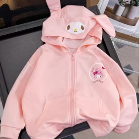 Resim Sanrio için for kuromi & için for cinnamoroll Kızların Kapüşonlu Fermuarlı Önü, Uzun Kollu İnce Ceket, Karikatür Baskısı, İlkbahar/Sonbahar İçin Normal Kalıp, Dış Mekan Oyunları ve Günlük Giyim, İlkbahar Ceketi | Eğlenceli Tasarım | Fermuarlı Kapüşon, Sanrio 