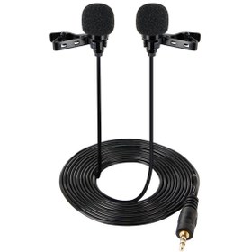 Resim Çift Başlıklı Kablolu Condenser Yaka Mikrofonu 