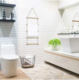 Resim Bundera Towel Jüt Merdiven Ahşap Banyo Havlu Askısı 5 Katlı Ahşap Mutfak Halat Askılık 