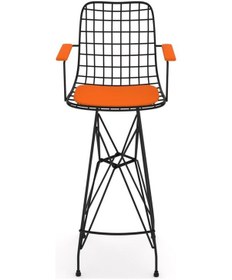 Resim Knsz kafes tel bar sandalyesi 1 li zengin syhtrn kolçaklı 75 cm oturma yüksekliği ofis cafe bahçe mutfak 