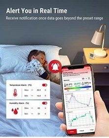 Resim BRF Defyasell TP357 260FT Bluetooth Higrometre, Uzaktan Sıcaklık ve Nem Monitörü ve Akıllı APP ile, Maks 