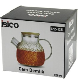 Resim Ayder Timya 1000ML ABARTMA DESEN CAM DEMLİK BAMBU DIŞ YÜZEY - METAL İÇ YÜZEY - SİLİKON CONTALI KAPAK (Timya/Go1395) 200201 
